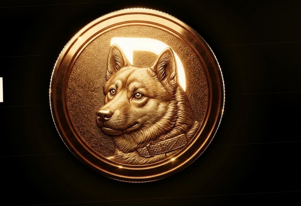 Caesar dog engraved on a gold coin